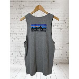 Patagonia Gray Tank Top with Blue and Orange Accents